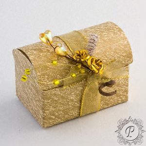 Ivory and Gold marbled Ballotin Chest Wedding Favour Box