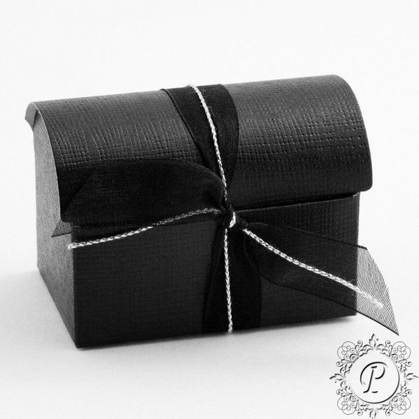 Black Leather Effect Ballotin Chest Wedding Favour Box