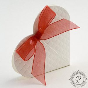 White Quilted Heart Wedding Favour