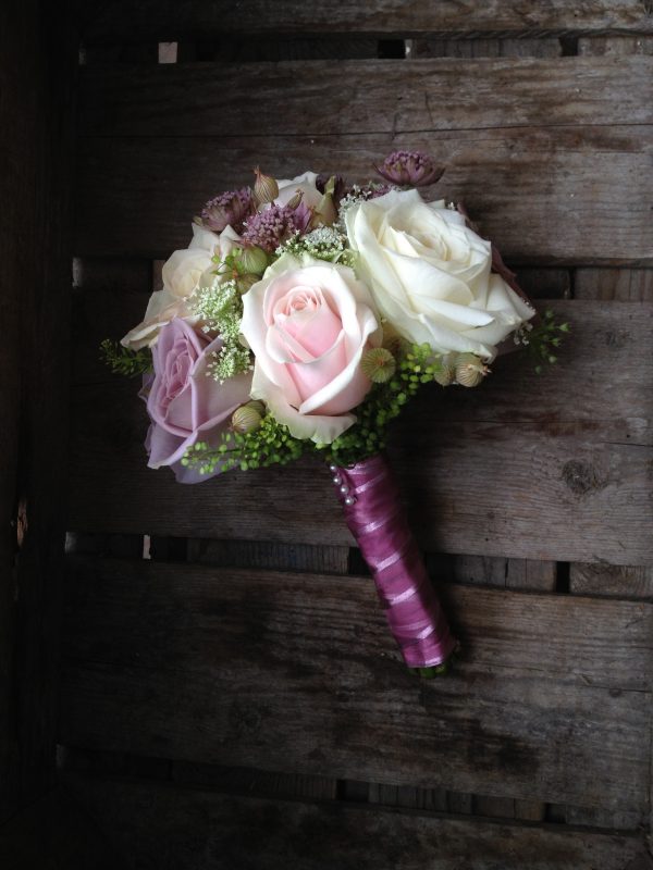 Ivory and Purple bridesmaids bouquet