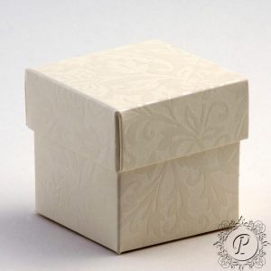 Ivory Diamante Cube Corpercio Wedding Favour Box